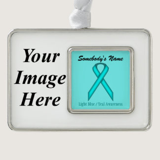 Lt Blue/Teal Standard Ribbon Tmpl(H-I)by K Yoncich Christmas Ornament