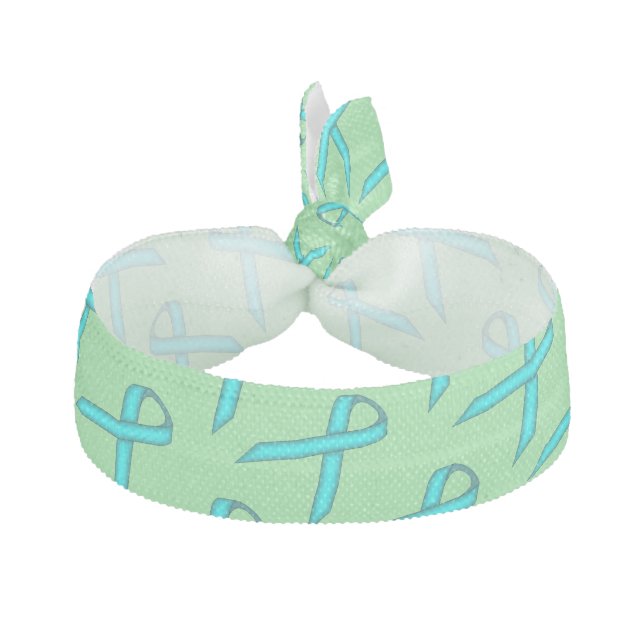 Lt Blue/Teal Standard Ribbon Tmpl Kenneth Yoncich Elastic Hair Tie (Front)
