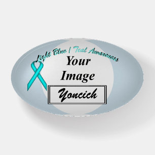 Lt Blue/Teal Stnd Ribbon Tmpl by Kenneth Yoncich Paperweight