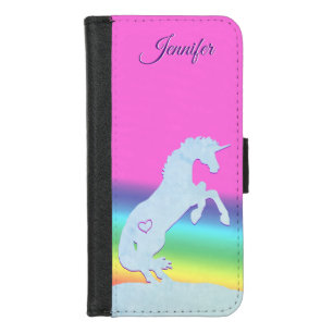 Lt. Blue Unicorn Silhouette (rainbow/personalize) iPhone 8/7 Wallet Case