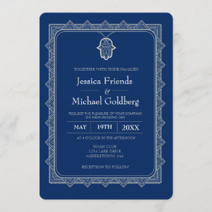 Lt. gray hamsa geometric wedding invitation