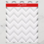 Lt Gray Med Gray White Chevron Red Name Monogram (Front)