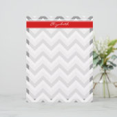 Lt Gray Med Gray White Chevron Red Name Monogram (Standing Front)