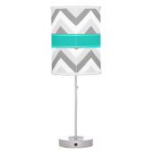 Lt Gray Med Gray White Chevron Teal Name Monogram Table Lamp (Back)