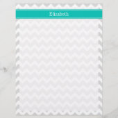 Lt Gray White Chevron Teal Name Monogram (Front)