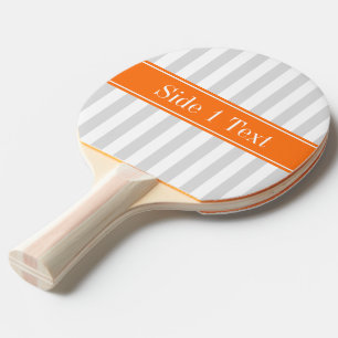Lt Gray White Stripe Pumpkin Orange Name Monogram Ping-Pong Paddle