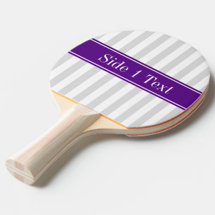 Lt Gray White Stripe Purple Name Monogram Ping-Pong Paddle