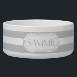 Lt Gray | White Stripes Pattern Monogram Bowl<br><div class="desc">Stylish light gray and white striped pattern. Some items in this design collection can be personalized with your initial or name and/or other text in the fields provided. Other color combinations are available for separate purchase and still others are available upon request. If you like this pattern, but don't see...</div>
