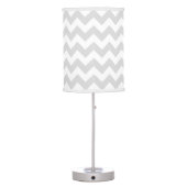 Lt Gray Wht Chevron Teal Quatrefoil 3 Monogram Table Lamp (Back)