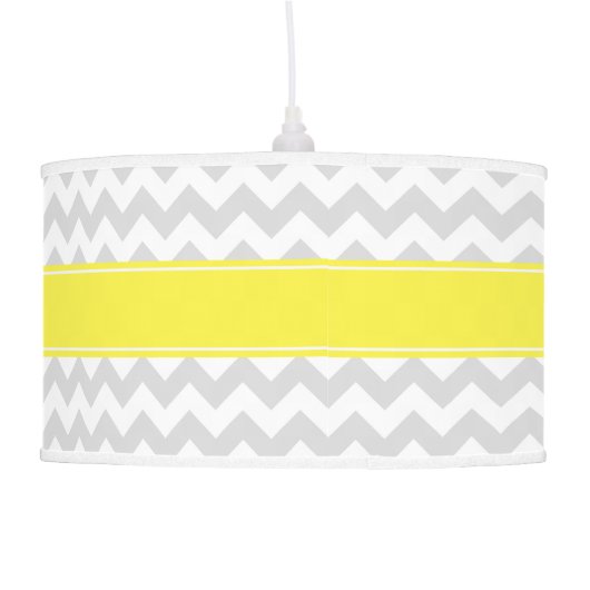 Lt Gray Wht Chevron Yellow Name Monogram Ceiling Lamp (Back)