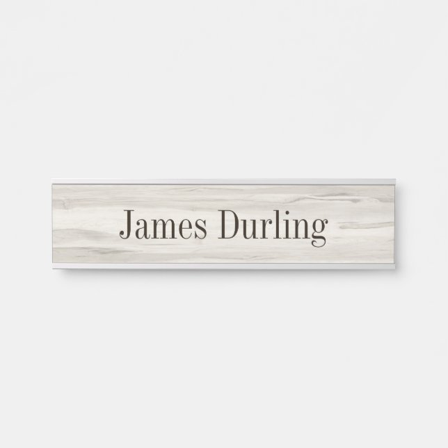 Lt. Gray Wood Grain Effect Desk Hanging Nameplate (Front)
