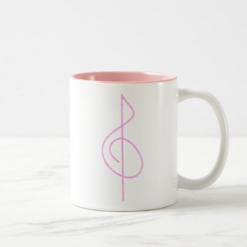 Lt Pink Brushstroke Treble Clef Two_Tone Coffee Mug
