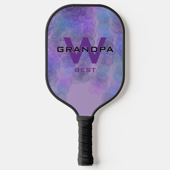 Lt purple Grandpa Monogramed Carbon Fiber Pickleball Paddle (Front)