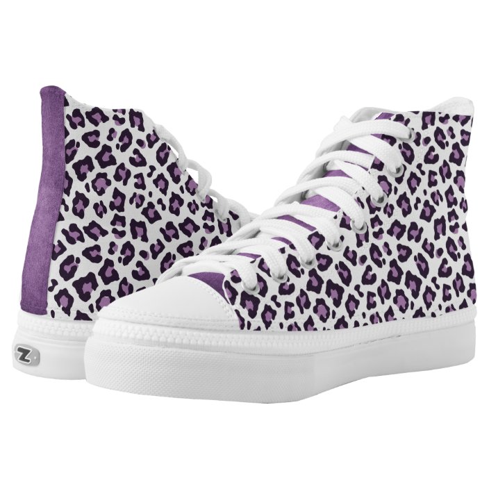 LT Purple Leopard Print High Top Sneakers by ZIPZ® | Zazzle.com