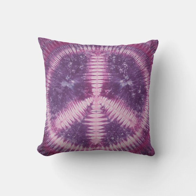 LT Purple Peace Sign Tie Dye American MoJo Pillow (Front)