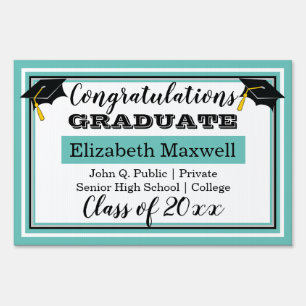 Lt Teal Congratulations Graduate Graduation Sign