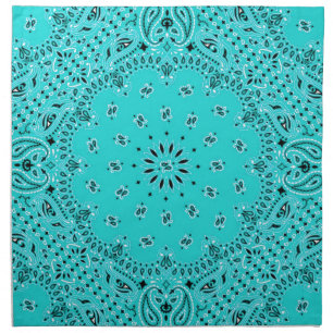 Lt Turquoise Paisley Western Bandana Scarf Print Cloth Napkin