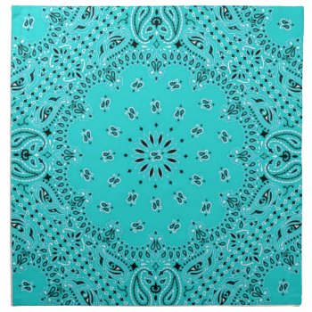 Lt Turquoise Paisley Western Bandana Scarf Print Cloth Napkin by PrintTiques at Zazzle