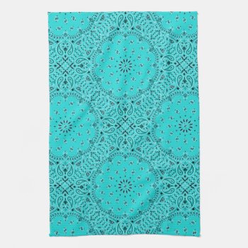 Lt Turquoise Paisley Western Bandana Scarf Print Towel by PrintTiques at Zazzle