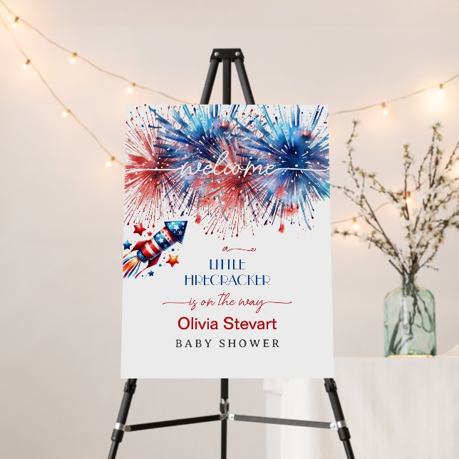  Lttle firecracker 4th July Baby Shower welcome Foam Board (In Situ (Stand))