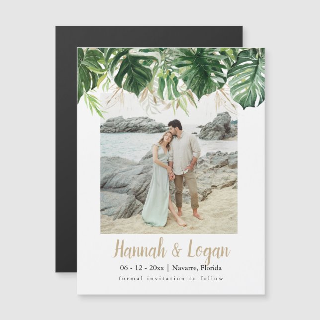 LUANA Beach Tropical Photo Save The Date Magnet (Front/Back)