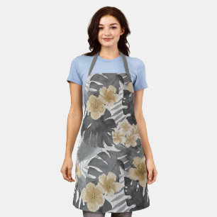 Luana Watercolor Tropical Gray Floral Apron