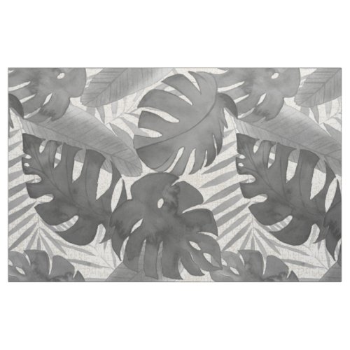Luana Watercolor Tropical Gray Leaves Fabric