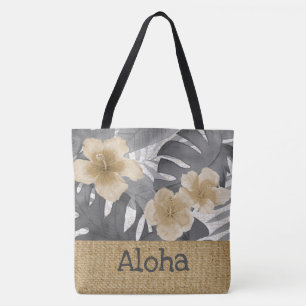 Luana Watercolor Tropical Gray Reverse Beach Bag