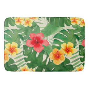 Luana Watercolor Tropical Vivid Floral Bath Mat