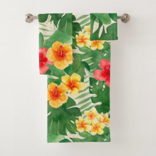 Luana Watercolor Tropical Vivid Floral Bath Towel Set