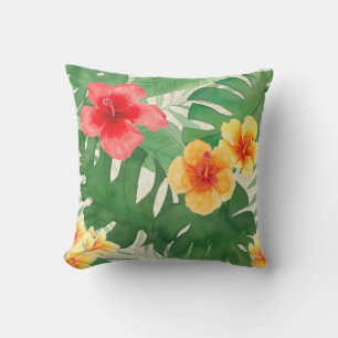 Luana Watercolor Tropical Vivid Floral Reversible Outdoor Pillow