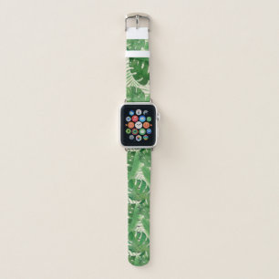 Luana Watercolor Tropical Vivid Green Leaves Apple Watch Band