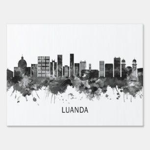 Luanda Angola Skyline BW Sign