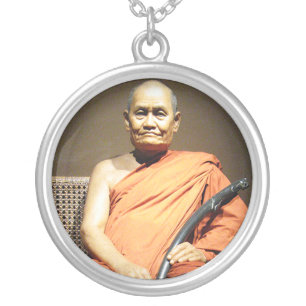 Luang Poo Cha Subhaddho ... Buddhist Monk Silver Plated Necklace