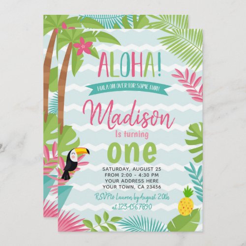 Luau 1st Birthday Invitation