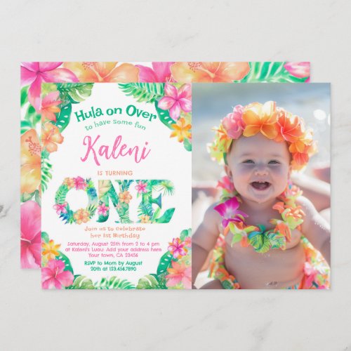 Luau 1st Birthday Invitation