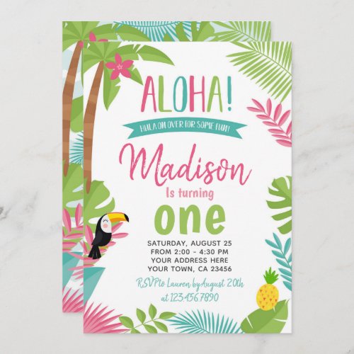 Luau 1st Birthday Invitation