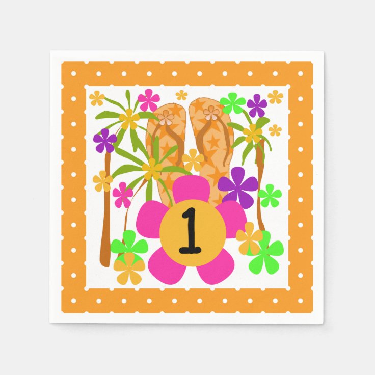 Luau 1st Birthday Paper Napkins Zazzle