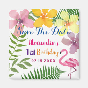Luau 1st Birthday Save The Date Magnet