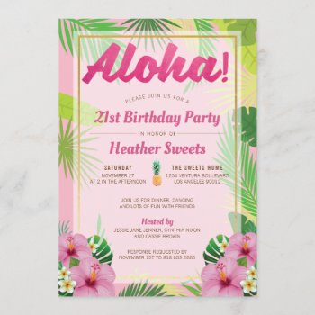 Luau 21st Birthday Party Invitation by party_depot at Zazzle