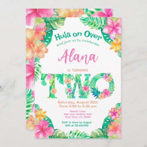 Luau 2nd Birthday Invitation