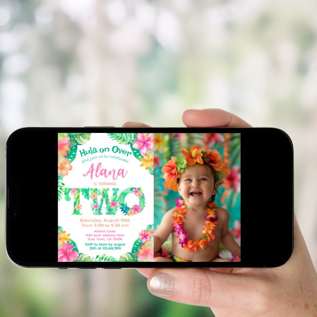 Luau 2nd Birthday Invitation (Front Digital)