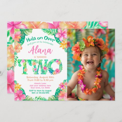 Luau 2nd Birthday Invitation