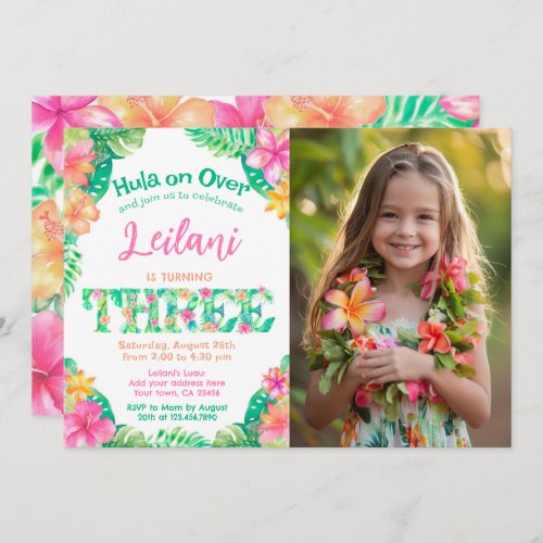 Luau 3rd Birthday Invitation