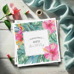 Luau 60th Birthday Theme  Napkins<br><div class="desc">Add a festive island touch to your celebration with these Luau 60th Birthday themed custom cocktail napkins. Designed by Victoria Grigaliunas of Do Tell A Belle, these paper cocktail napkins feature hand-painted watercolor hibiscus flowers and monstera palm leaves for a vibrant tropical vibe. Personalize them with the guest of honor’s...</div>