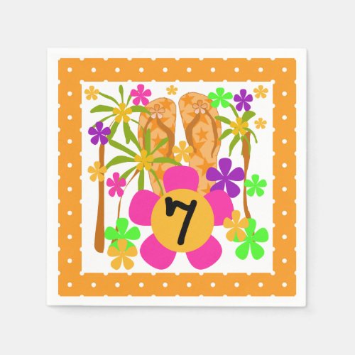 Luau 7th Birthday Paper Napkins