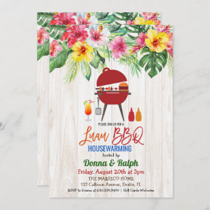 Luau Aloha BBQ Tropical Housewarming Invitation