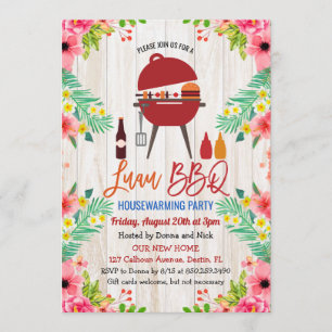 Luau Aloha BBQ Tropical Housewarming Invitation