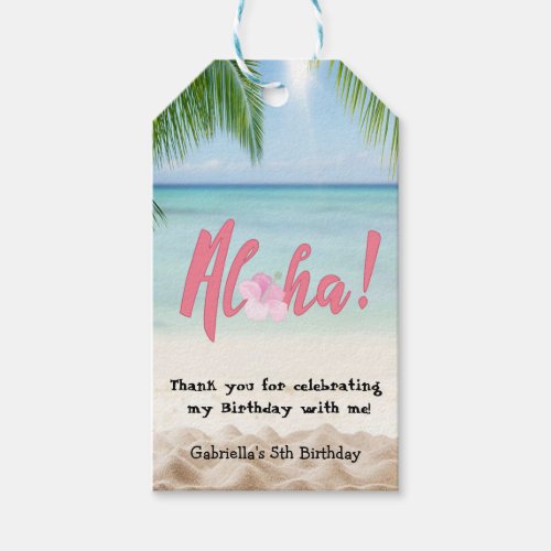 Luau Aloha Birthday Gift Tag