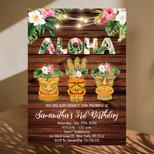 Luau Aloha Birthday String Light Party Invitation